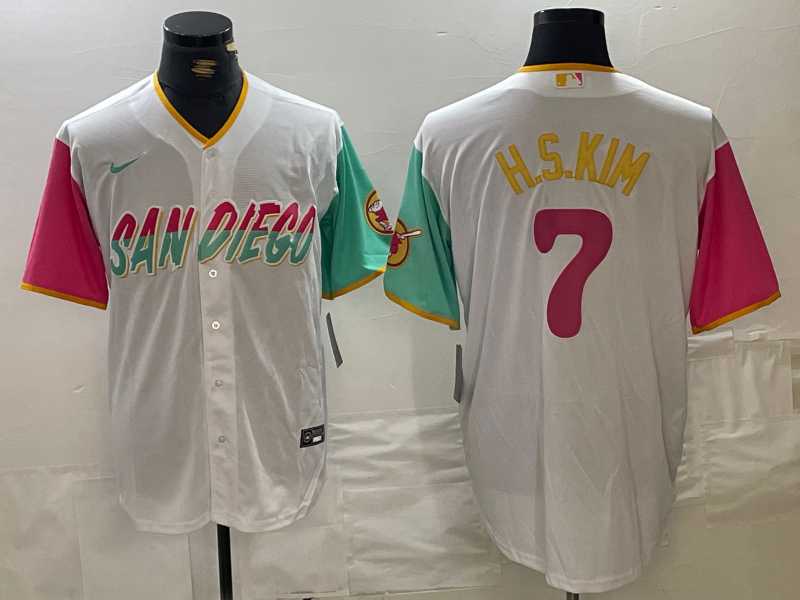 Men%27s San Diego Padres #7 Ha Seong Kim White 2023 City Connect Cool Base Stitched Jersey->san diego padres->MLB Jersey
